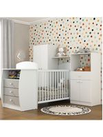 Quarto Infantil Com Berço-cômoda Laura Branco/cinza