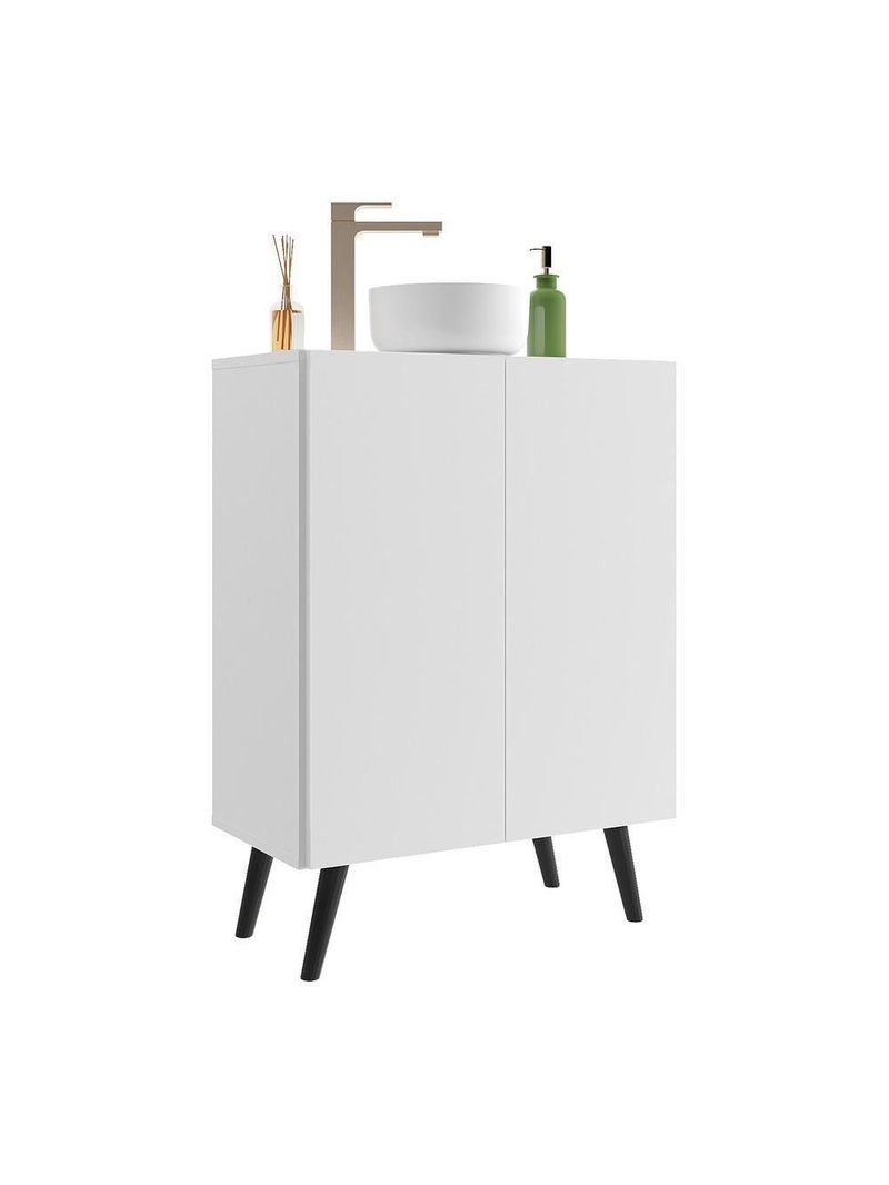 Gabinete De Banheiro Retrô 63Cm 2 Portas Fg5006 Branco/preto