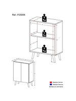 Gabinete De Banheiro Retrô 63Cm 2 Portas Fg5006 Branco/preto