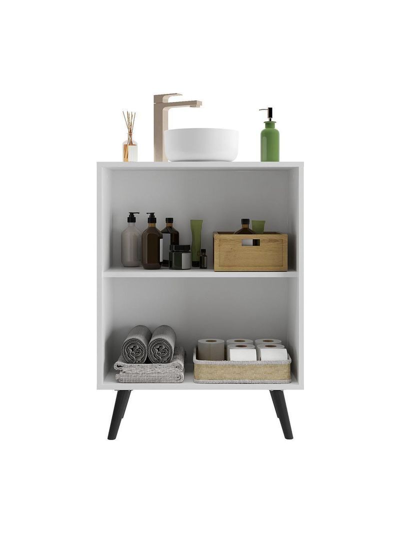 Gabinete De Banheiro Retrô 63Cm 2 Portas Fg5006 Branco/preto