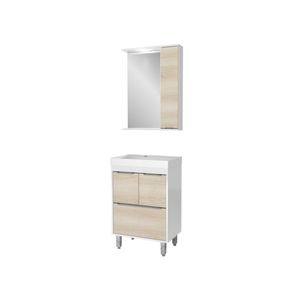 Gabinete Banheiro Com Cuba E Espelheira Branco/legno Crema
