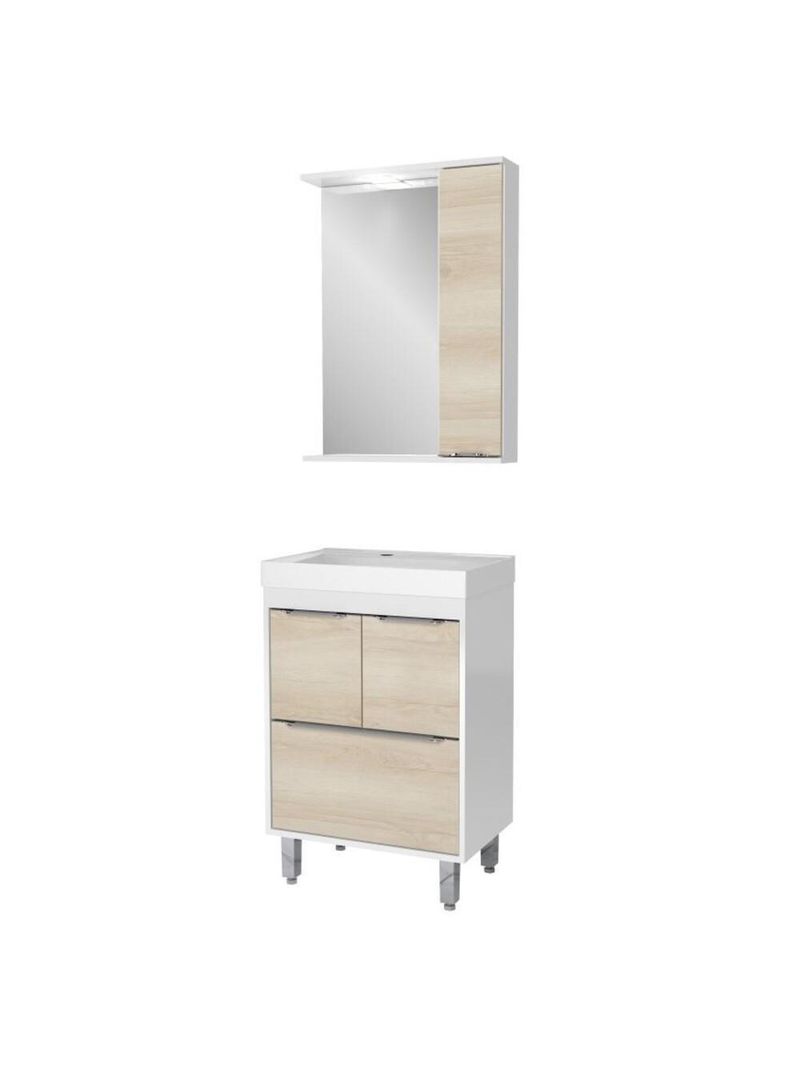 Gabinete Banheiro Com Cuba E Espelheira Branco/legno Crema