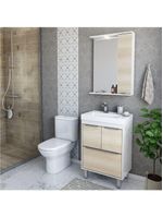 Gabinete Banheiro Com Cuba E Espelheira Branco/legno Crema