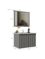 Gabinete Banheiro 60cm Com Espelheira E Cuba Multimóveis Cr10104 Cimento Cimento