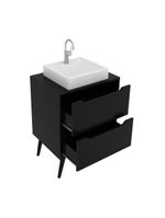 Gabinete Banheiro 60cm 2 Gavetas Retrô Cr10119 Preto