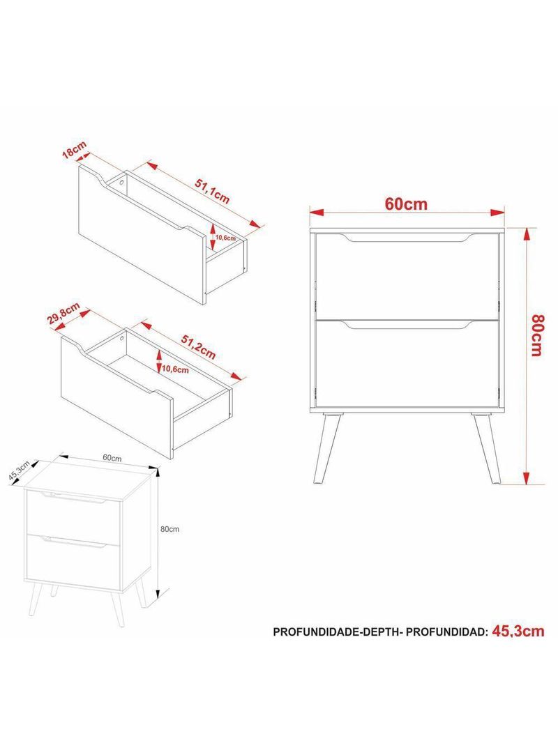 Gabinete Banheiro 60cm 2 Gavetas Retrô Cr10119 Preto