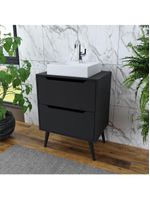 Gabinete Banheiro 60cm 2 Gavetas Retrô Cr10119 Preto