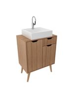 Gabinete Banheiro 60cm 2 Portas E 1 Gaveta Retrô Multimóveis Cr10118 Amêndoa Amêndoa