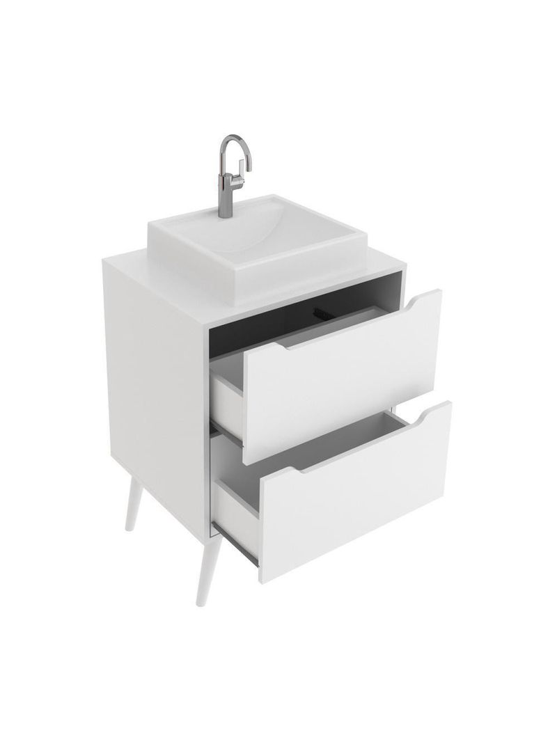 Gabinete Banheiro 60cm 2 Gavetas Retrô Multimóveis Cr10119 Branco