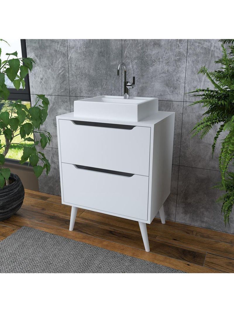 Gabinete Banheiro 60cm 2 Gavetas Retrô Multimóveis Cr10119 Branco