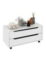 Gabinete Banheiro 80cm 2 Gavetas Retrô Com Rodízios Multimóveis Cr10121 Branco Branco