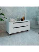 Gabinete Banheiro 80cm 2 Gavetas Retrô Com Rodízios Multimóveis Cr10121 Branco Branco