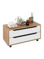 Gabinete Banheiro 80cm 2 Gavetas Retrô Com Rodízios Multimóveis Cr10121 Amêndoa-branco