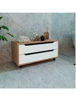Gabinete Banheiro 80cm 2 Gavetas Retrô Com Rodízios Multimóveis Cr10121 Amêndoa-branco