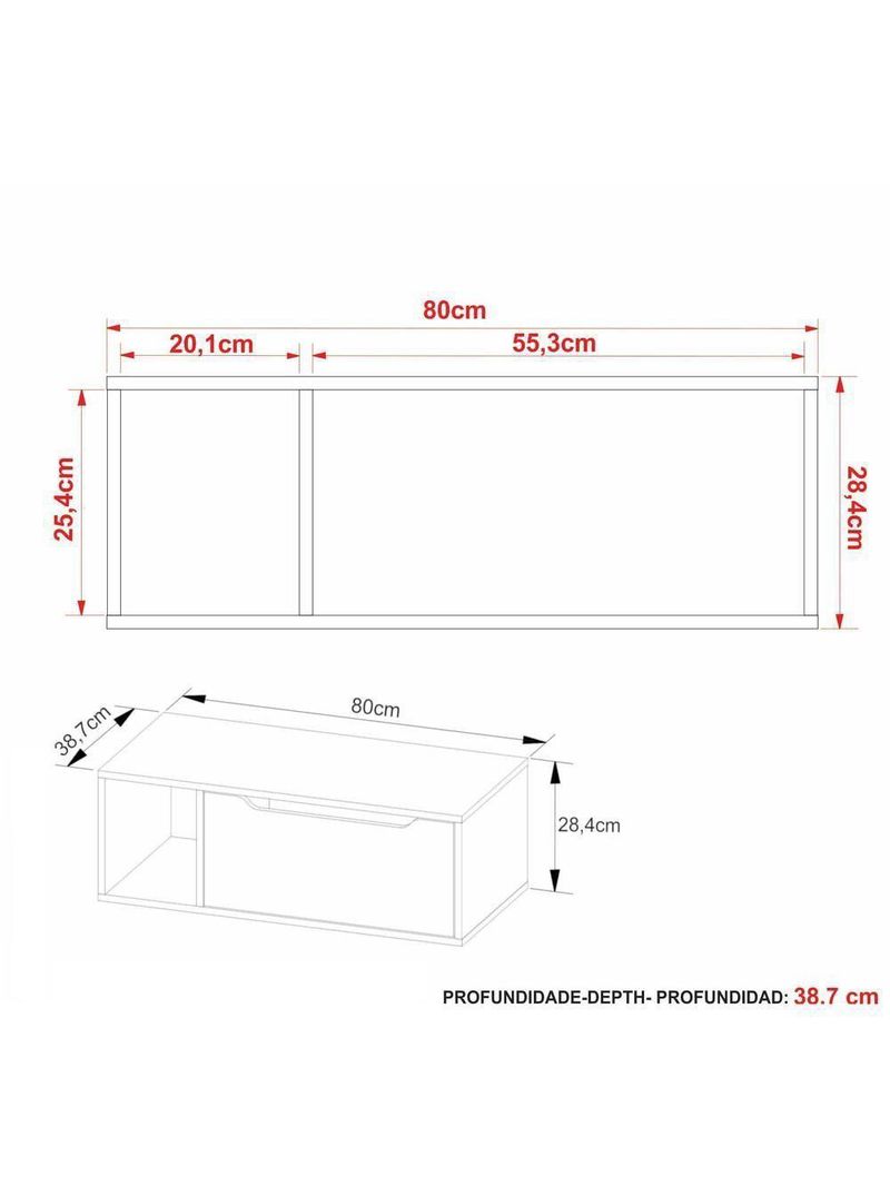 Gabinete Banheiro 80cm 1 Porta Nicho Multimóveis Cr10122 Amêndoa-branco