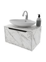 Gabinete Banheiro Suspenso 60cm 1 Porta Cr10123 Mármore Branco