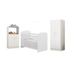 Quarto Infantil Completo Com Berço Guarda-roupa E Cômoda Multimóveis Mp4358 Branco