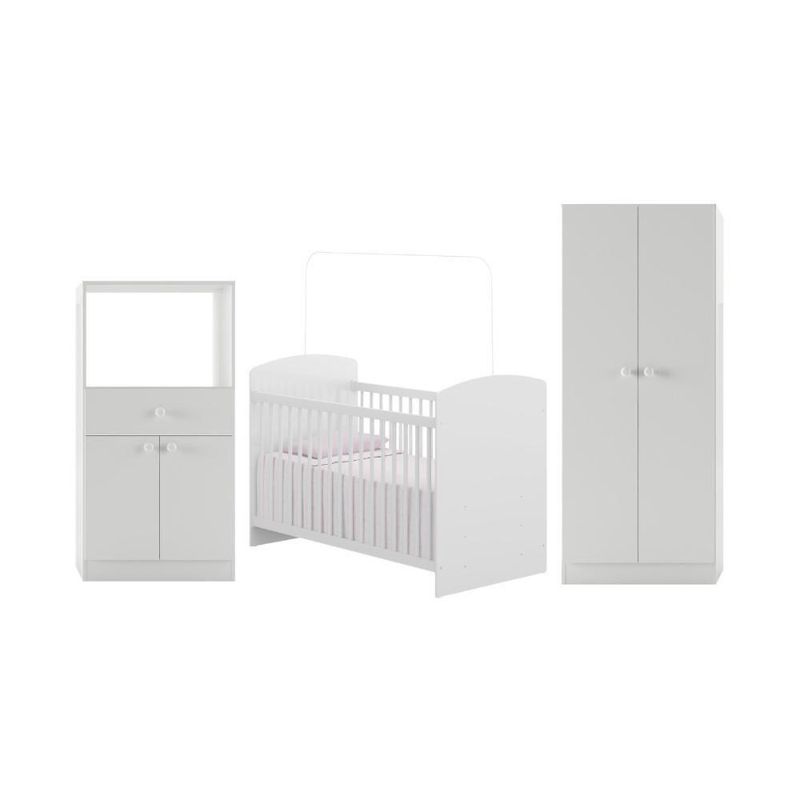 Quarto Infantil Completo Com Berço Guarda-roupa E Cômoda Multimóveis Mp4358 Branco