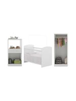 Quarto Infantil Completo Com Berço Guarda-roupa E Cômoda Multimóveis Mp4358 Branco