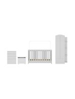 Quarto Infantil Completo Com Berço 3 Em 1 Para Colchão 130x60cm E Baú Multimóveis Mp4356 Branco/colorido