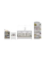 Quarto Infantil Completo Com Berço 3 Em 1 Para Colchão 130x60cm E Baú Multimóveis Mp4356 Branco/colorido