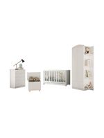 Quarto Infantil Completo Com Berço 3 Em 1 Para Colchão 130x60cm E Baú Multimóveis Mp4356 Branco/colorido