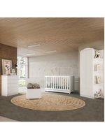 Quarto Infantil Completo Com Berço 3 Em 1 Para Colchão 130x60cm E Baú Multimóveis Mp4356 Branco/colorido
