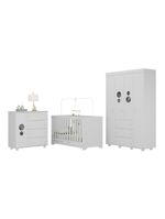 Quarto Infantil Completo Com Berço 3 Em 1 Para Colchão 130x60cm Multimóveis Mp4383 Branco