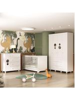 Quarto Infantil Completo Com Berço 3 Em 1 Para Colchão 130x60cm Multimóveis Mp4383 Branco