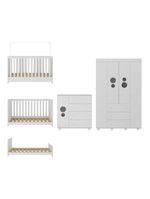 Quarto Infantil Completo Com Berço 3 Em 1 Para Colchão 130x60cm Multimóveis Mp4383 Branco