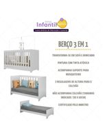 Quarto Infantil Completo Com Berço 3 Em 1 Para Colchão 130x60cm Multimóveis Mp4383 Branco