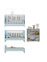 Quarto Infantil Com Berço Colchão Incluso E Cômoda Algodão Doce Multimóveis Mp4250 Branco/azul