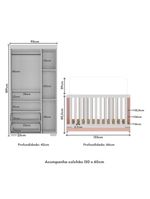 Quarto Infantil Com Berço Colchão Incluso E Guarda-roupas Algodão Doce Multimóveis Mp4248 Branco/rosa