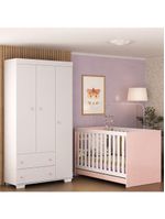 Quarto Infantil Com Berço Colchão Incluso E Guarda-roupas Algodão Doce Multimóveis Mp4248 Branco/rosa