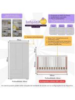 Quarto Infantil Com Berço Colchão Incluso E Guarda-roupas Algodão Doce Multimóveis Mp4248 Branco/rosa