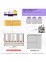 Quarto Infantil Com Berço Colchão Incluso E Cômoda Algodão Doce Multimóveis Mp4250 Branco/rosa