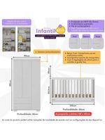 Quarto Infantil Com Berço Colchão Incluso E Guarda-roupas Algodão Doce Multimóveis Mp4248 Branco