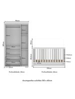 Quarto Infantil Com Berço Colchão Incluso E Guarda-roupas Algodão Doce Multimóveis Mp4248 Branco