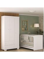 Quarto Infantil Com Berço Colchão Incluso E Guarda-roupas Algodão Doce Multimóveis Mp4248 Branco