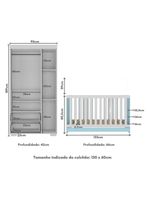 Quarto Infantil Com Berço 3 Em 1 E Guarda-roupas Algodão Doce Multimóveis Mp4247 Branco/azul