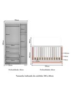 Quarto Infantil Com Berço 3 Em 1 E Guarda-roupas Algodão Doce Multimóveis Mp4247 Branco/rosa