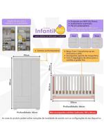 Quarto Infantil Com Berço 3 Em 1 E Guarda-roupas Algodão Doce Multimóveis Mp4247 Branco/rosa