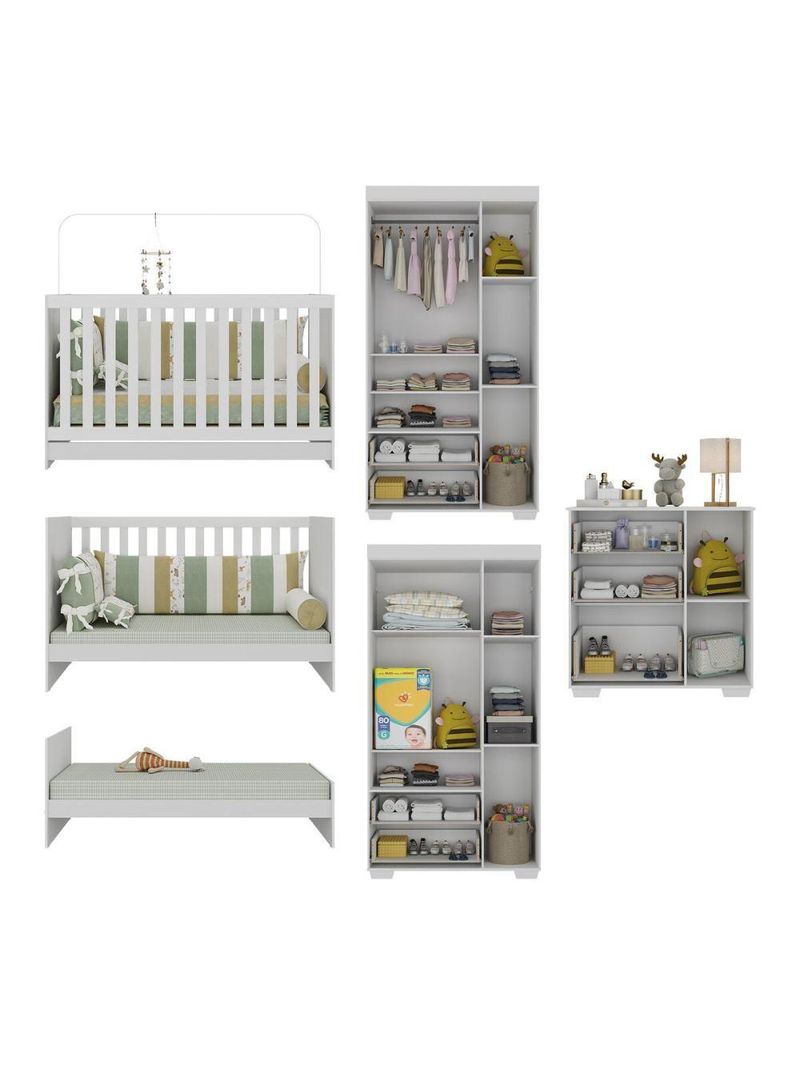Quarto Infantil Completo Algodão Doce Multimóveis Mp4252 Branco