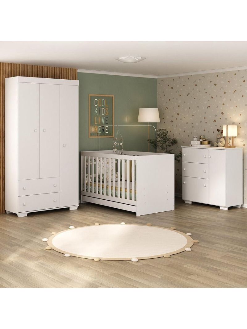 Quarto Infantil Completo Algodão Doce Multimóveis Mp4252 Branco