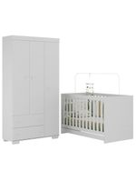 Quarto Infantil Com Berço 3 Em 1 E Guarda-roupas Algodão Doce Multimóveis Mp4247 Branco