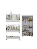 Quarto Infantil Com Berço 3 Em 1 E Guarda-roupas Algodão Doce Multimóveis Mp4247 Branco