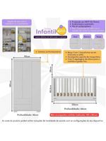 Quarto Infantil Com Berço 3 Em 1 E Guarda-roupas Algodão Doce Multimóveis Mp4247 Branco