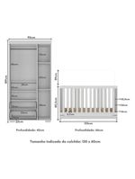 Quarto Infantil Com Berço 3 Em 1 E Guarda-roupas Algodão Doce Multimóveis Mp4247 Branco