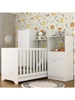 Quarto Infantil Com Berço 3 Em 1 E Colchão Incluso Luíza Multimóveis Branco