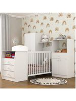 Quarto Infantil Com Berço-cômoda E Colchão Incluso Laura Multimóveis Branco